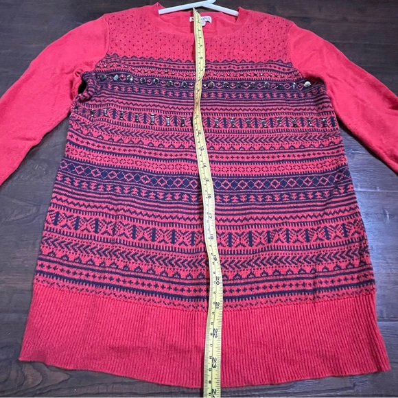 Closet clean out. Sweater. Red scoop neck black jewels. Pink knit high neck. - Picture 3 of 14